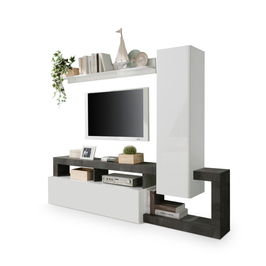 LENOR living room wall unit, white/anthracite