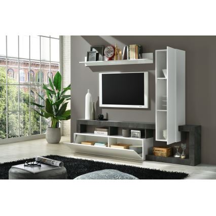 LENOR living room wall unit, white/anthracite