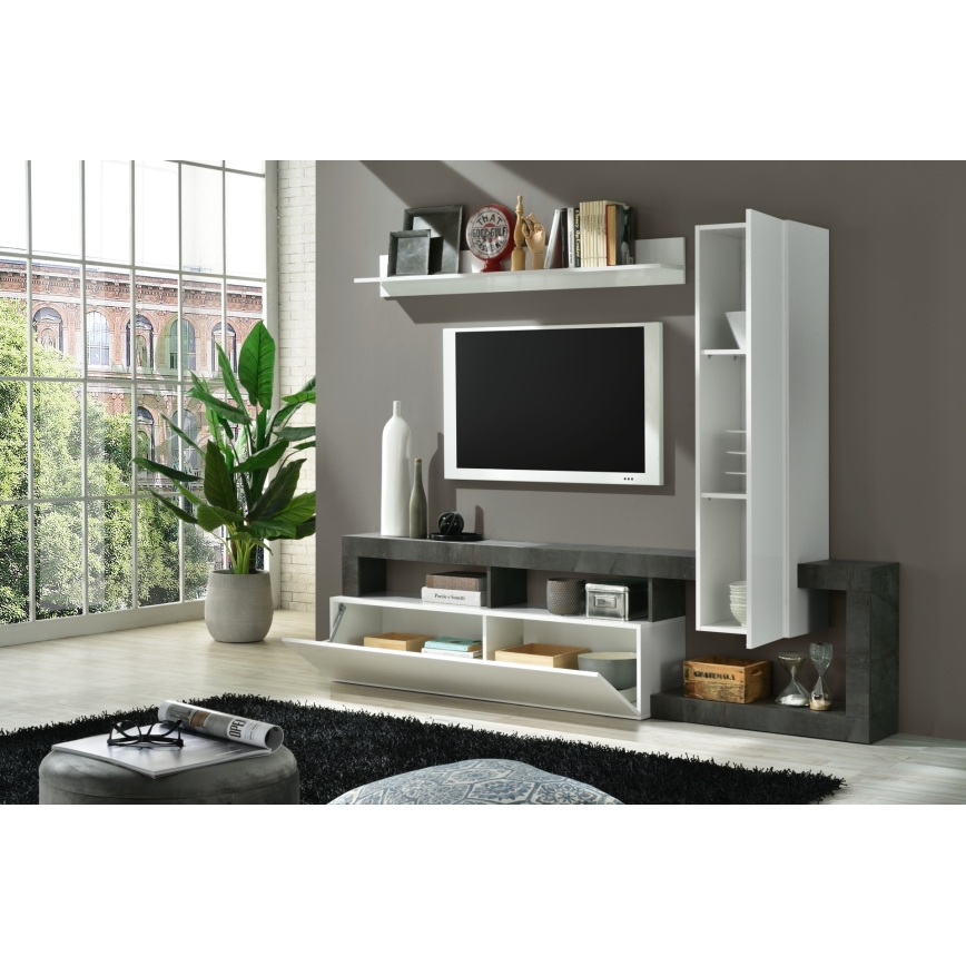 LENOR living room wall unit, white/anthracite