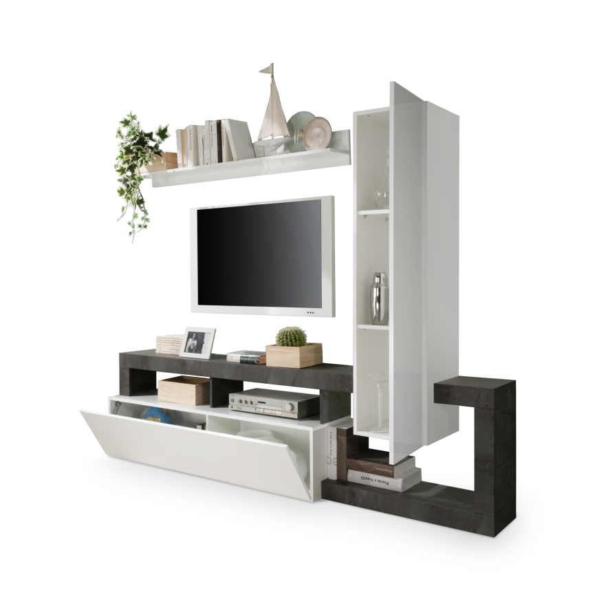 LENOR living room wall unit, white/anthracite