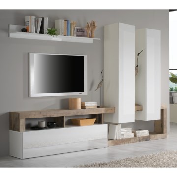 LENOR Living Room Wall Unit, White/Brown