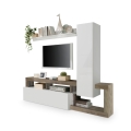 LENOR Living Room Wall Unit, White/Brown