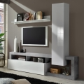 LENOR Living Room Wall Unit White/Concrete Grey