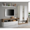 LENOR Living Room Wall Unit – White/Oak