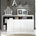 LENOR Sideboard 184 x 93 x 42 cm, white/grey concrete finish