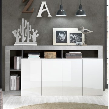 LENOR Sideboard 184 x 93 x 42 cm, white/grey concrete finish
