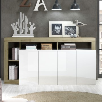 LENOR Sideboard 184x93x42 cm White/Light Oak