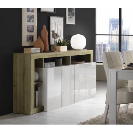 LENOR Sideboard 184x93x42 cm White/Light Oak