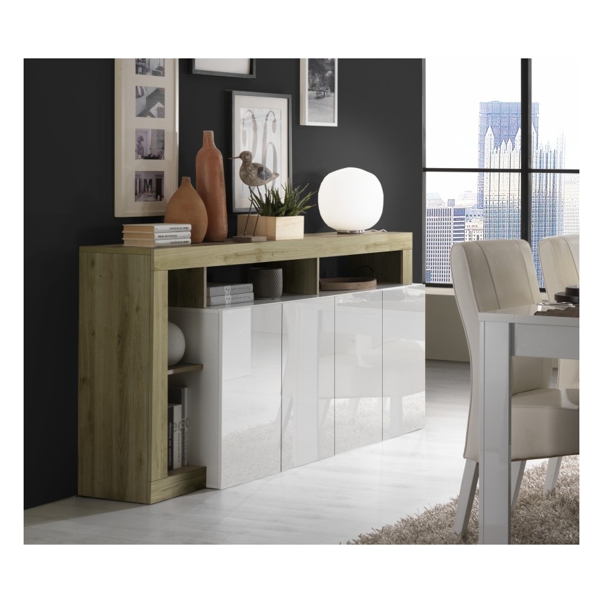 LENOR Sideboard 184x93x42 cm White/Light Oak