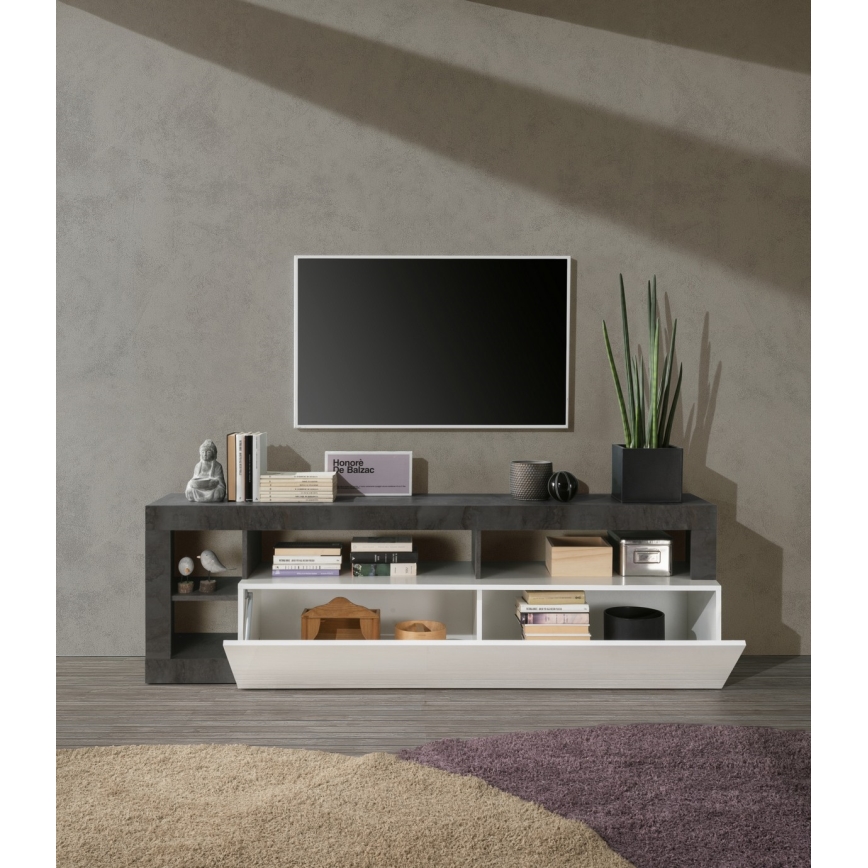 LENOR TV Stand, White/Anthracite