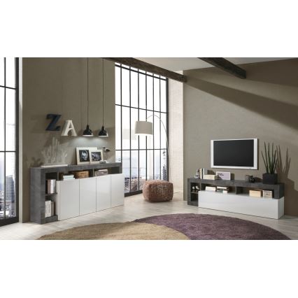 LENOR TV Stand, White/Anthracite
