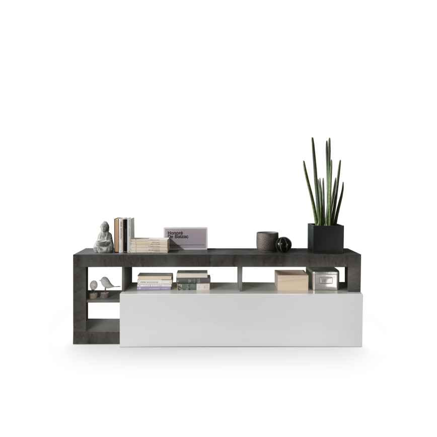 LENOR TV Stand, White/Anthracite