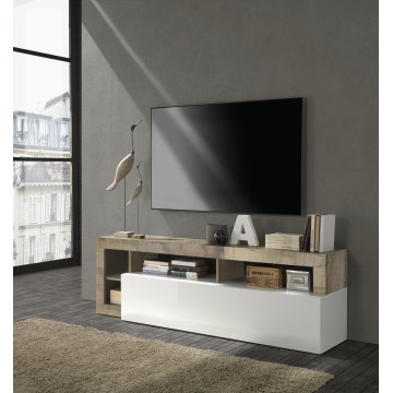 LENOR TV Stand, White/Brown