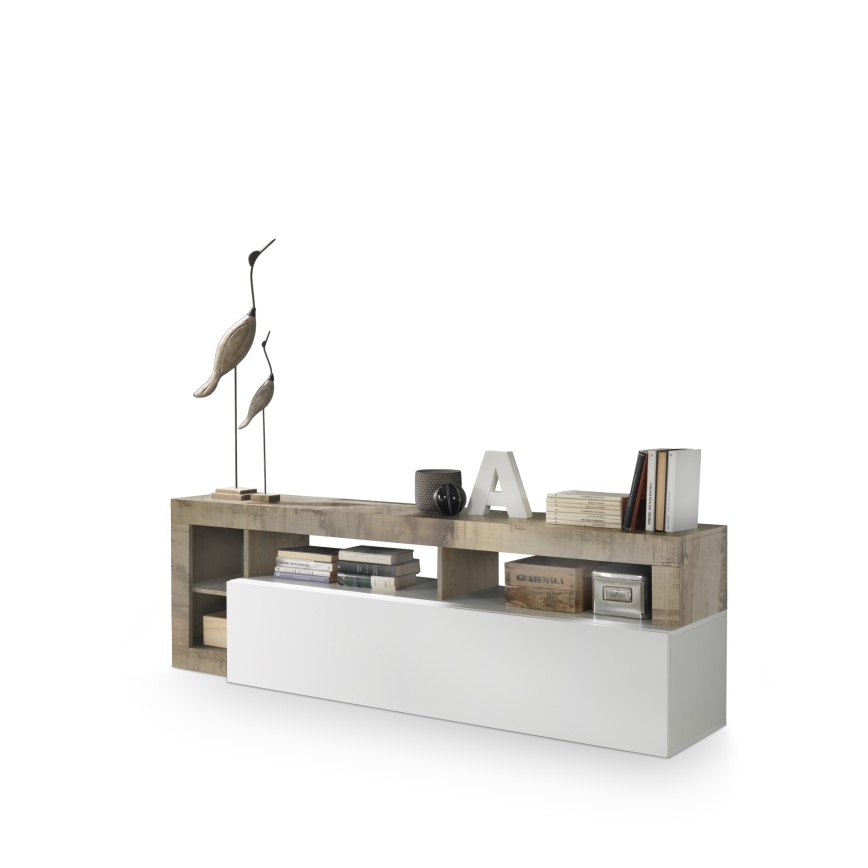 LENOR TV Stand, White/Brown