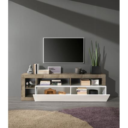 LENOR TV Stand, White/Brown