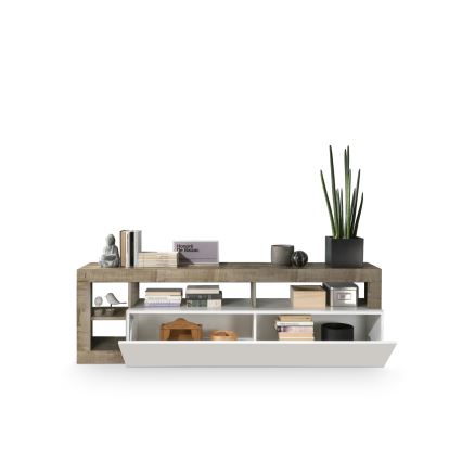 LENOR TV Stand, White/Brown