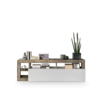 LENOR TV Stand, White/Brown