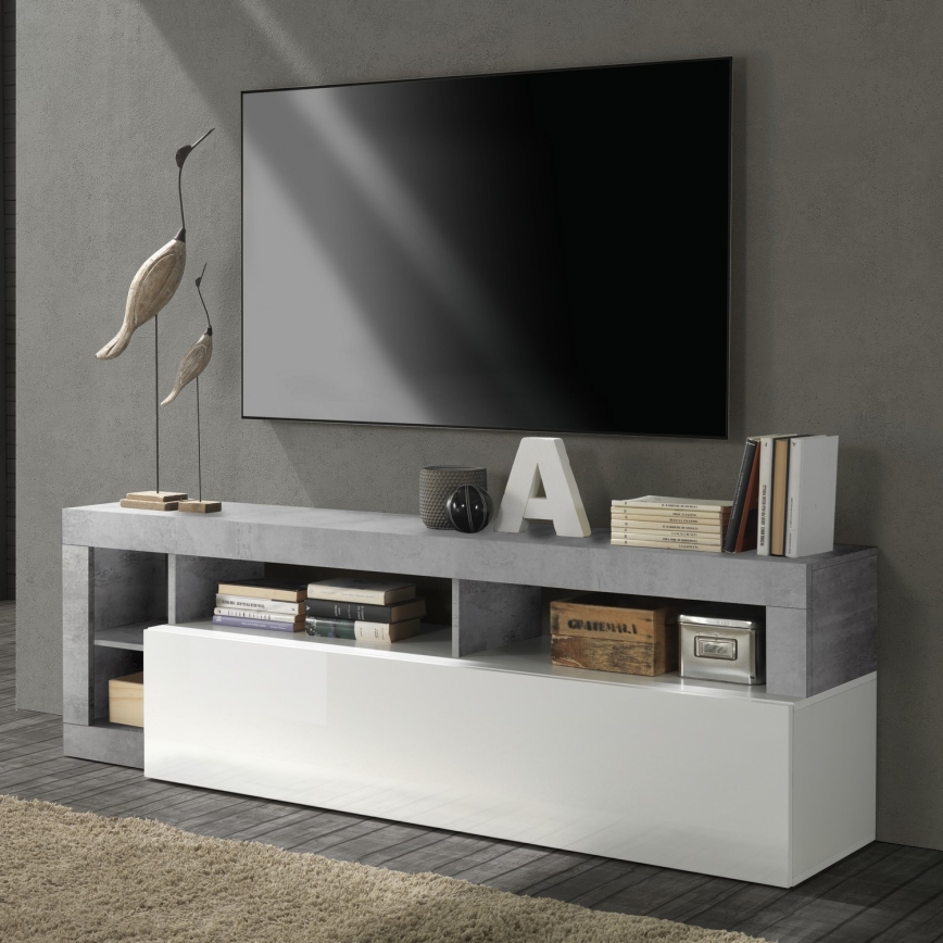 LENOR TV Stand, White/Grey Concrete Effect
