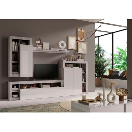 LENOR TV Stand, White/Grey Concrete Effect