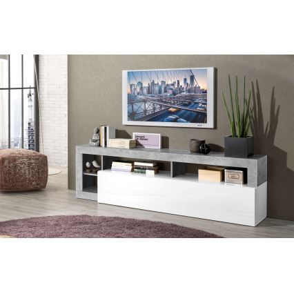 LENOR TV Stand, White/Grey Concrete Effect