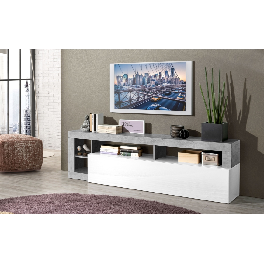 LENOR TV Stand, White/Grey Concrete Effect