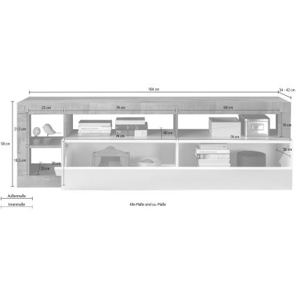 LENOR TV Stand, White/Grey Concrete Effect