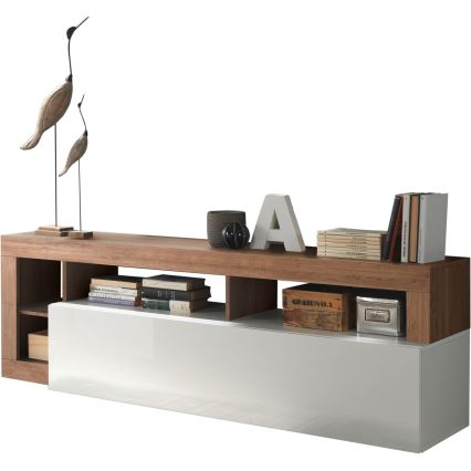 LENOR TV Stand, White/Oak