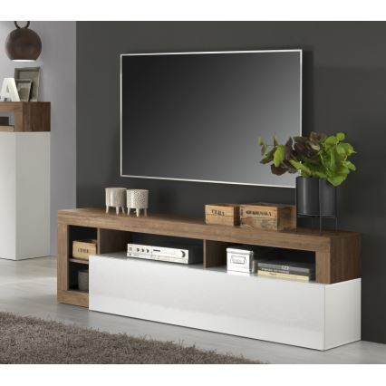 LENOR TV Stand, White/Oak