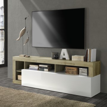 LENOR TV unit, White/Light Oak