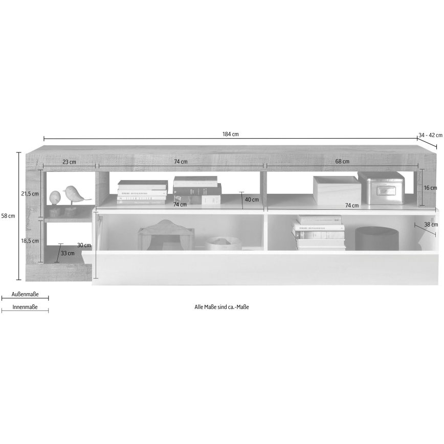 LENOR TV unit, White/Light Oak