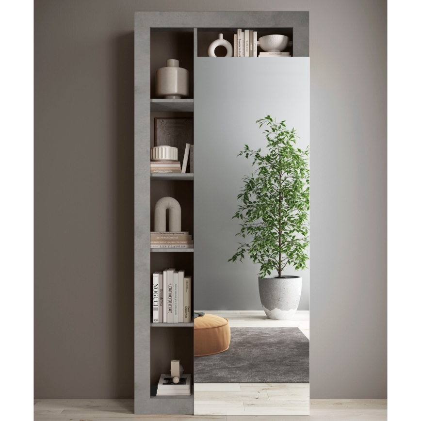 LENOR Wardrobe 91 x 209 cm, White/Concrete Grey