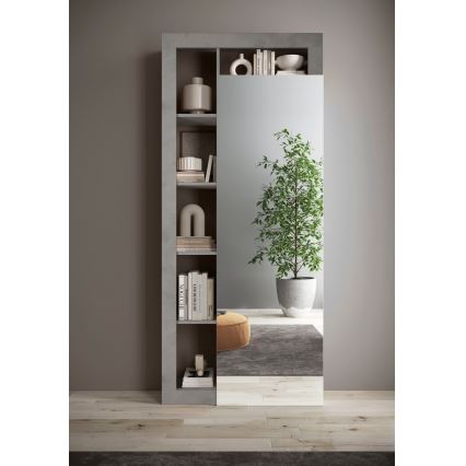 LENOR Wardrobe 91 x 209 cm, White/Concrete Grey