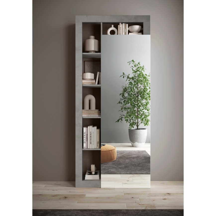LENOR Wardrobe 91 x 209 cm, White/Concrete Grey