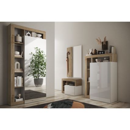 LENOR Wardrobe 91x209 cm White/Brown