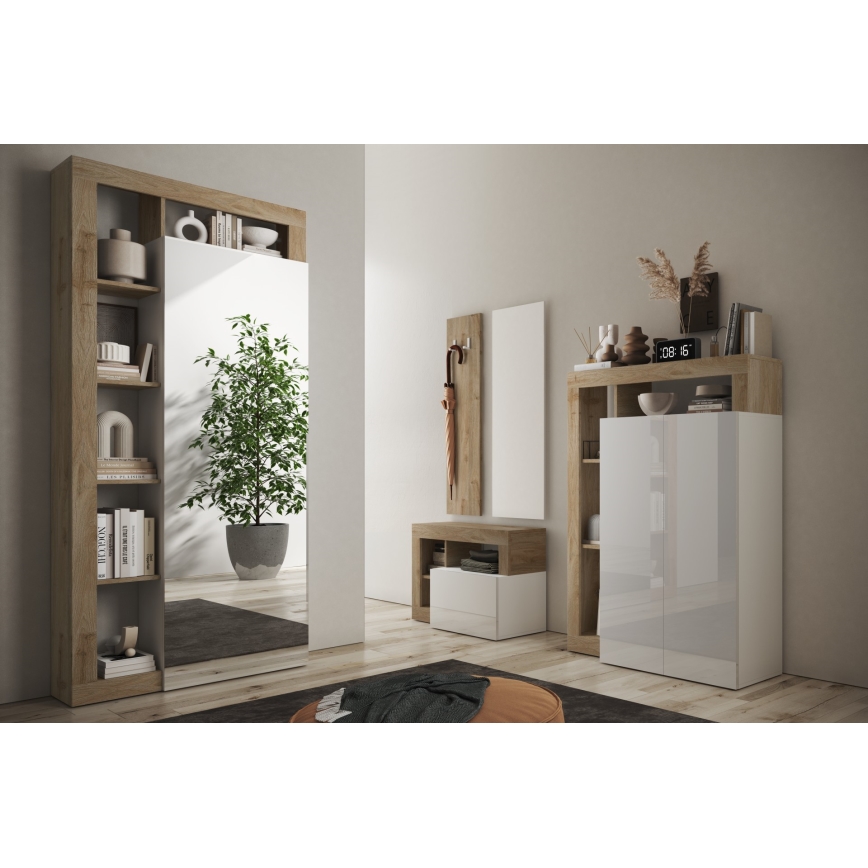 LENOR Wardrobe 91x209 cm White/Brown