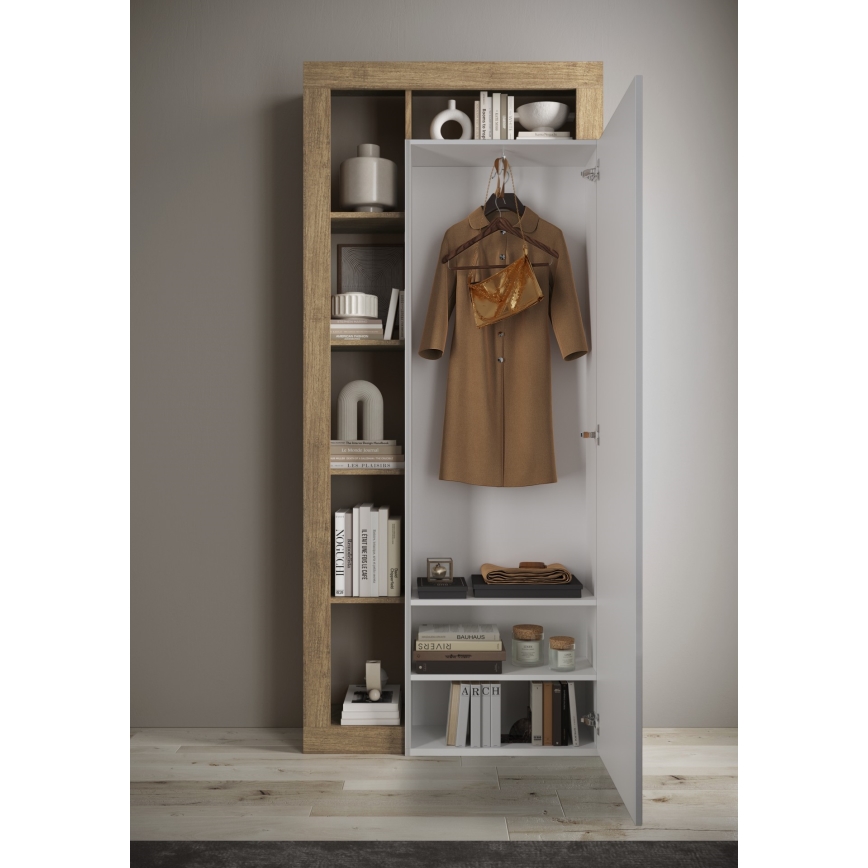 LENOR Wardrobe 91x209 cm White/Brown