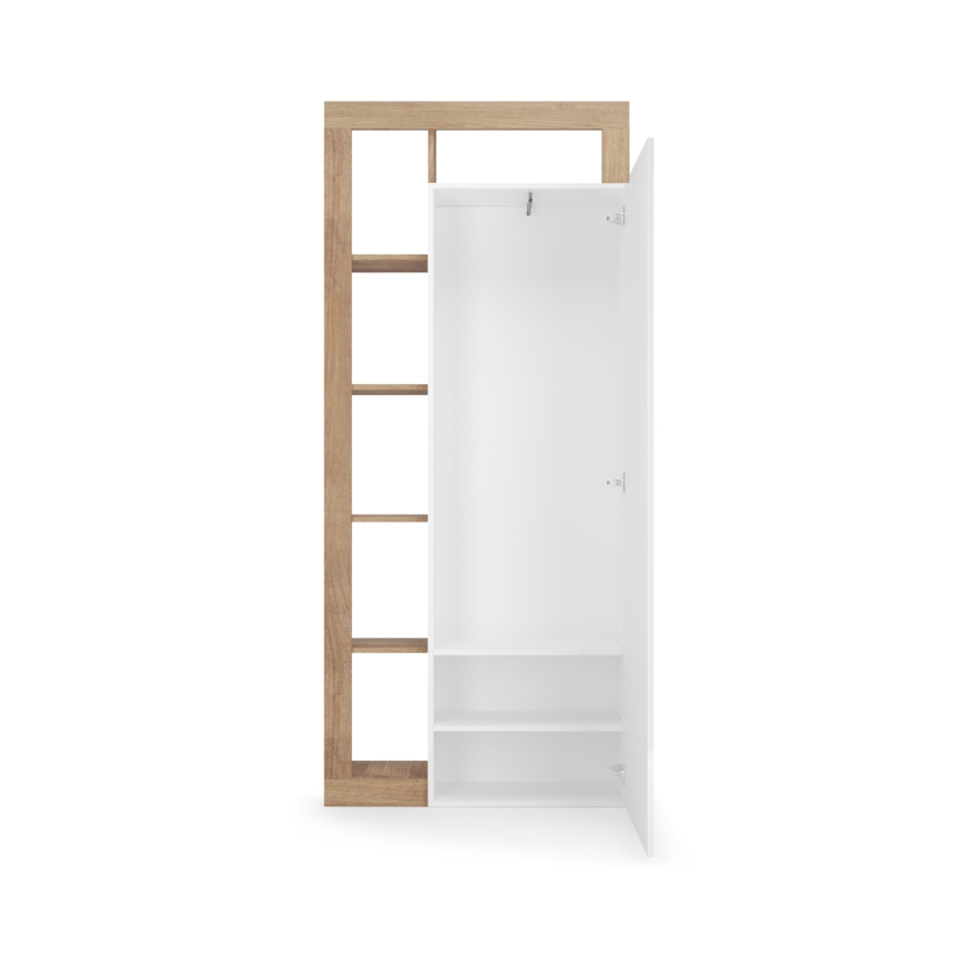 LENOR Wardrobe 91x209 cm White/Brown