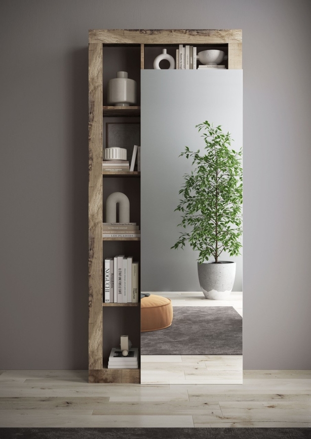 LENOR Wardrobe 91x209 cm White/Brown