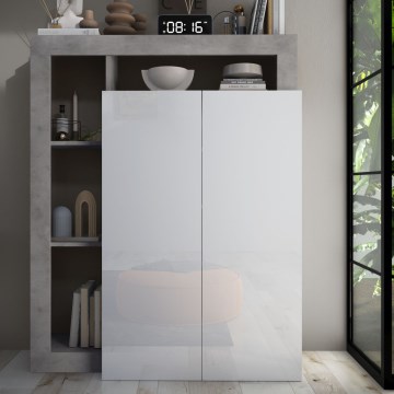 LENOR Wardrobe, White/Concrete Grey
