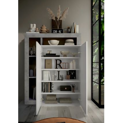 LENOR Wardrobe, White/Concrete Grey