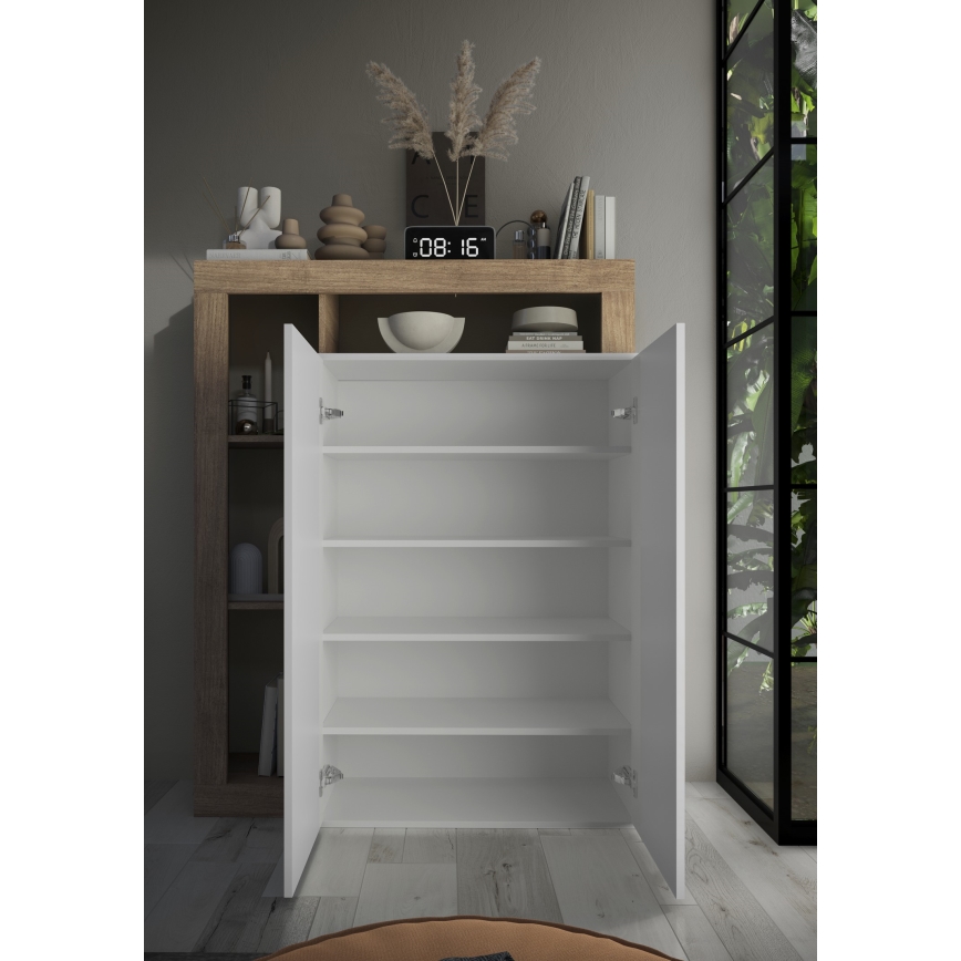 LENOR Wardrobe White/Light Oak