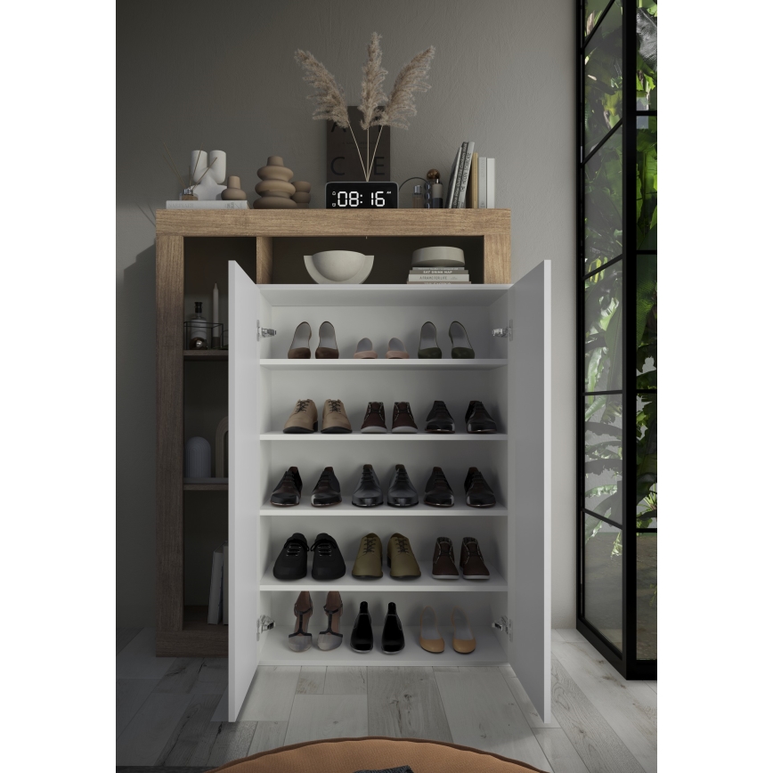 LENOR Wardrobe White/Light Oak