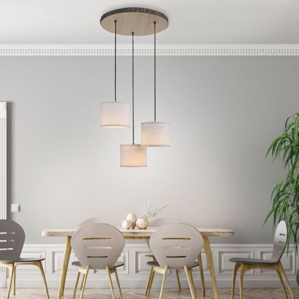 Leuchten Direkt 11236-79 - Chandelier on a string BARK 3xE27/40W/230V wood