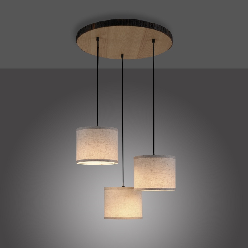 Leuchten Direkt 11236-79 - Chandelier on a string BARK 3xE27/40W/230V wood