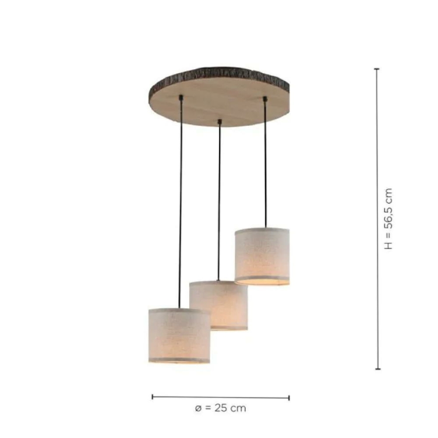 Leuchten Direkt 11236-79 - Chandelier on a string BARK 3xE27/40W/230V wood