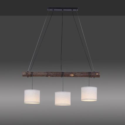 Leuchten Direkt 11238-79 - Chandelier on a string BARK 3xE27/40W/230V wood