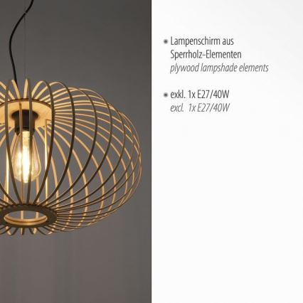 Leuchten Direkt 11409-79 - Chandelier on a string RACOON 1xE27/40W/230V bamboo