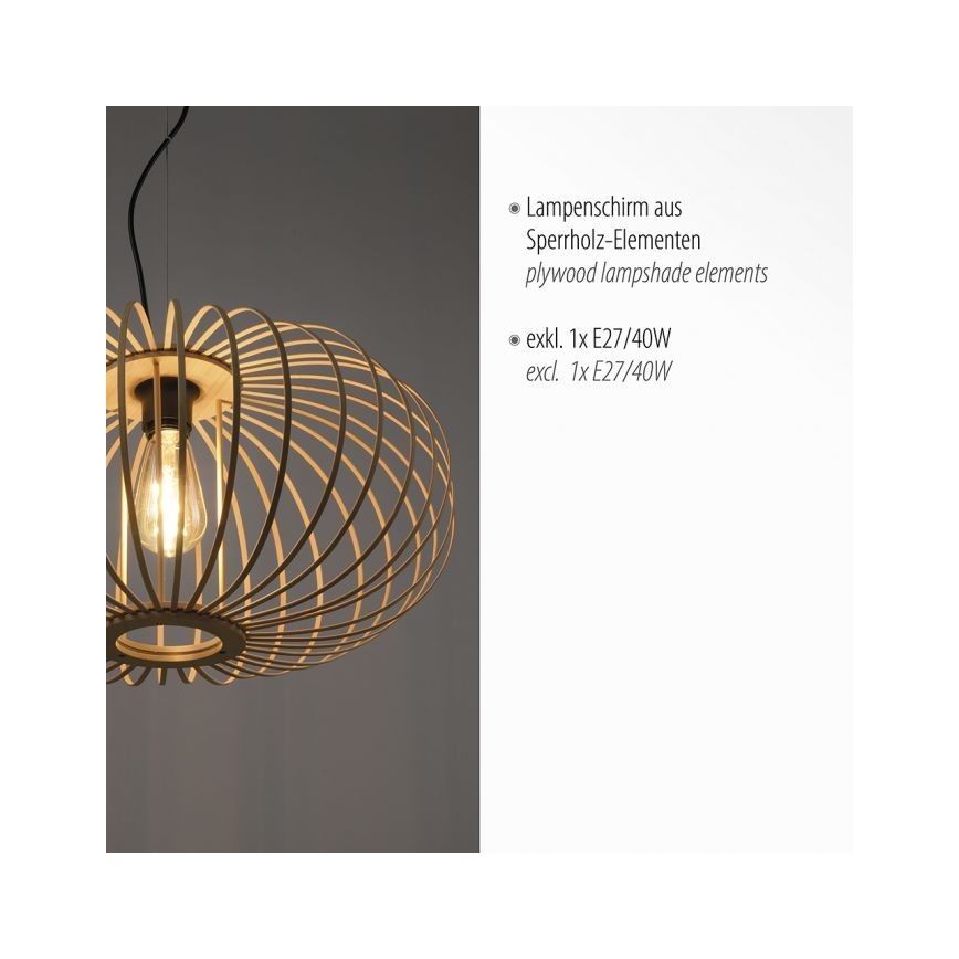Leuchten Direkt 11409-79 - Chandelier on a string RACOON 1xE27/40W/230V bamboo