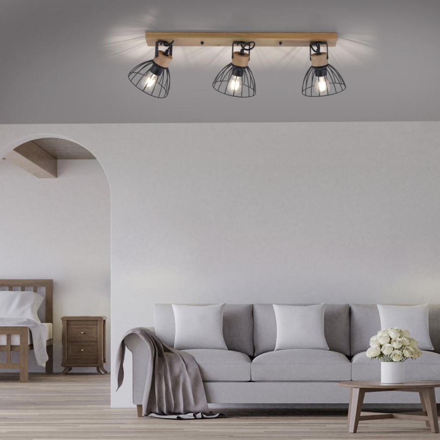 Leuchten Direkt 11418-18 - Spotlight LAMI 3xE27/25W/230V acacia/metal