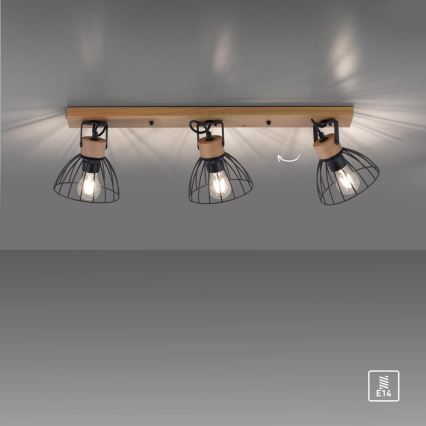 Leuchten Direkt 11418-18 - Spotlight LAMI 3xE27/25W/230V acacia/metal